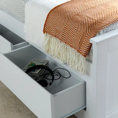 Buy Enzo White Wooden 3‑Drawer Storage Bed – Single 3ft with Bookcase Headboard, Colour: White, Bed Size: Single (3ft), 5 from Furnituretta