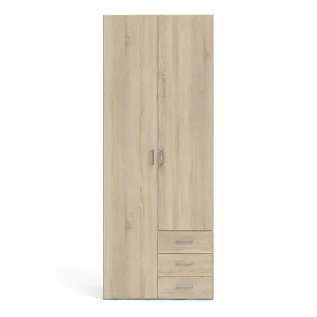 Buy Space-Saving Wardrobe in Oak: 2 Doors & 3 Drawers, 3 from Furnituretta