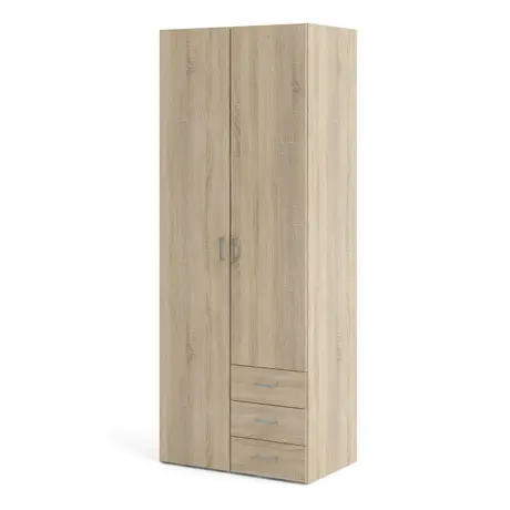 Buy Space-Saving Wardrobe in Oak: 2 Doors & 3 Drawers, 4 from Furnituretta