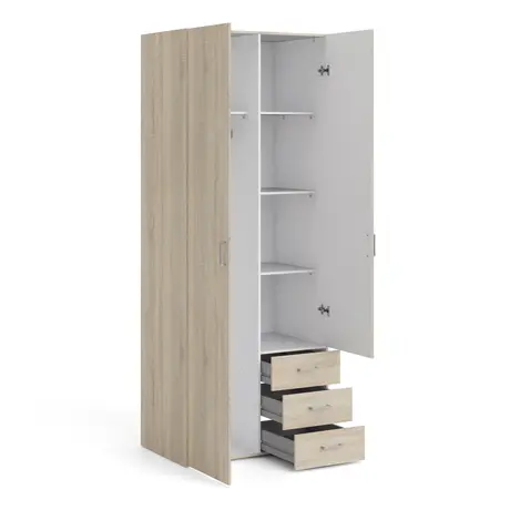 Buy Space-Saving Wardrobe in Oak: 2 Doors & 3 Drawers, 5 from Furnituretta