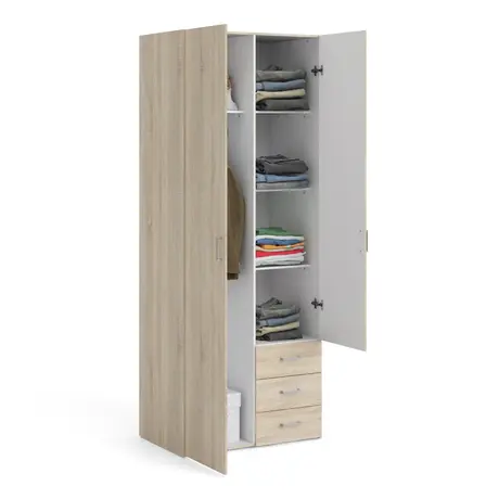 Buy Space-Saving Wardrobe in Oak: 2 Doors & 3 Drawers, 8 from Furnituretta