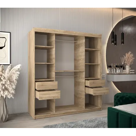 Buy Boliwia Sliding Door Wardrobe 180cm, Colour: Oak Artisan, Item Width: 180, 17 from Furnituretta