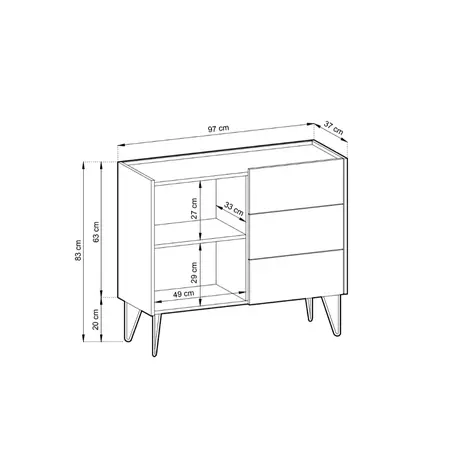 Buy Harmony Sideboard Cabinet 97cm, 6 from Furnituretta