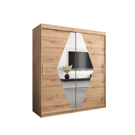 Buy Boliwia Sliding Door Wardrobe 180cm, Colour: Oak Artisan, Item Width: 180 from Furnituretta