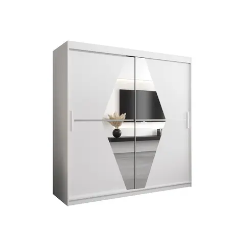 Buy Boliwia Sliding Door Wardrobe 200cm, Colour: White, Item Width: 200 from Furnituretta