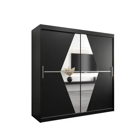 Buy Boliwia Sliding Door Wardrobe 200cm, Colour: Black, Item Width: 200 from Furnituretta