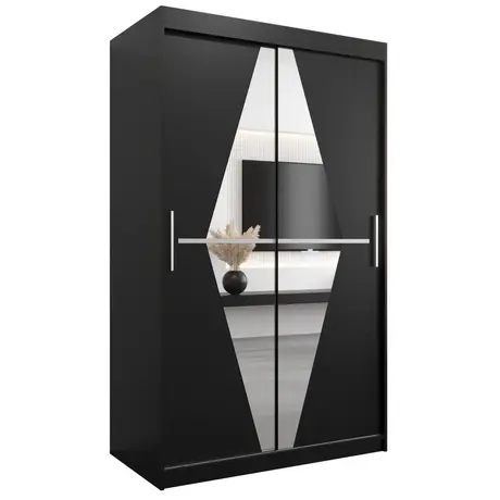 Buy Boliwia Sliding Door Wardrobe 120cm, Colour: Black, Item Width: 120 from Furnituretta