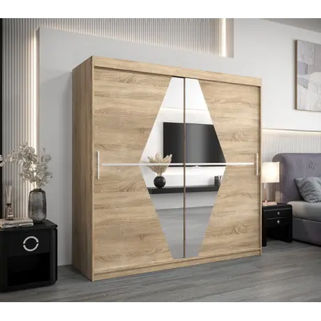 Buy Boliwia Sliding Door Wardrobe 200cm, Colour: Oak Artisan, Item Width: 200, 15 from Furnituretta