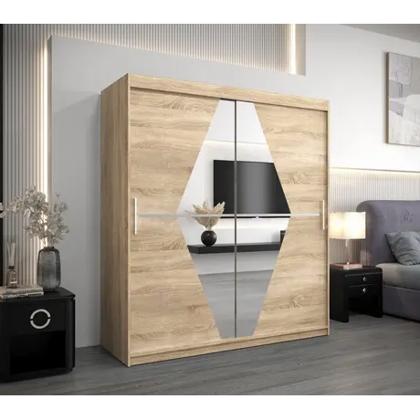 Buy Boliwia Sliding Door Wardrobe 180cm, Colour: Oak Artisan, Item Width: 180, 15 from Furnituretta