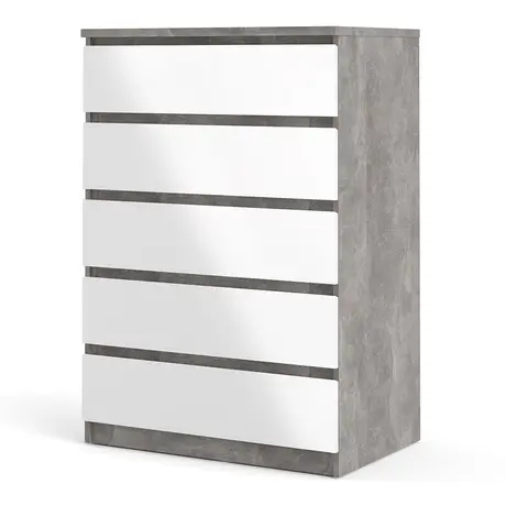 Buy Stylish Naia 5-Drawer Chest in Concrete and Glossy White, 3 from Furnituretta