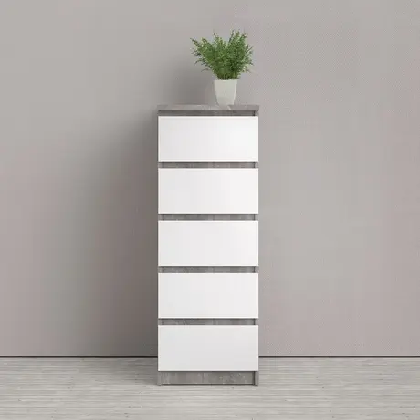 Buy Maximize Space with Naia Narrow Chest in Concrete & White, 5 from Furnituretta