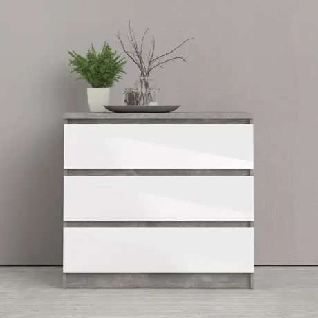 Buy Elegant Storage: Naia Chest of 3 Drawers in Gloss Finish, 2 from Furnituretta