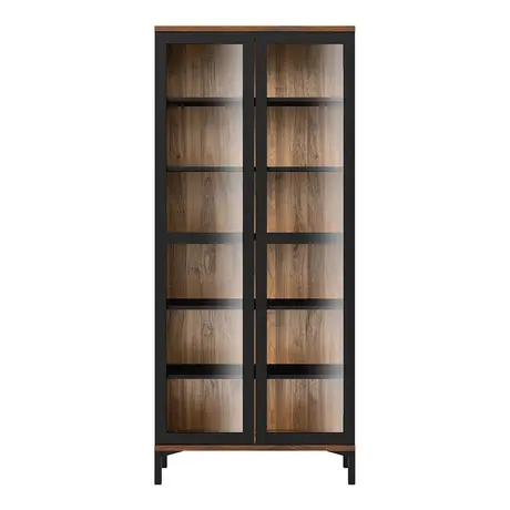 Buy Elegant Glazed Cabinet with Two Doors in Black Finish, 4 from Furnituretta