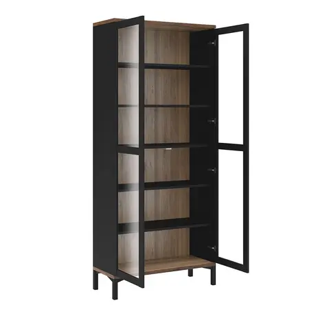 Buy Elegant Glazed Cabinet with Two Doors in Black Finish, 5 from Furnituretta