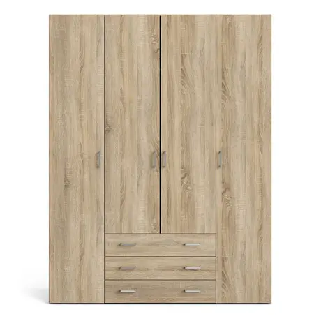 Buy Elegant Space Wardrobe: 4 Doors and 3 Drawers, Colour: Oak, Item Width: 154, 3 from Furnituretta