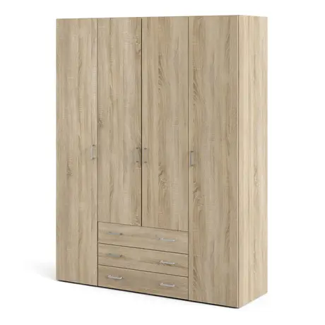 Buy Elegant Space Wardrobe: 4 Doors and 3 Drawers, Colour: Oak, Item Width: 154, 5 from Furnituretta