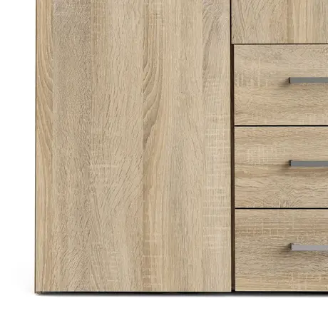 Buy Elegant Space Wardrobe: 4 Doors and 3 Drawers, Colour: Oak, Item Width: 154, 9 from Furnituretta