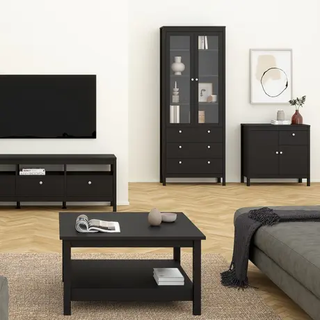 Buy Madrid Cabinet: Glass Doors and 3 Drawer Style, 7 from Furnituretta