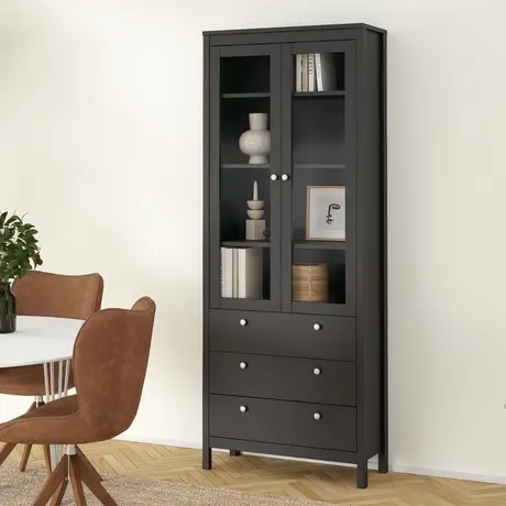 Buy Madrid Cabinet: Glass Doors and 3 Drawer Style, 2 from Furnituretta