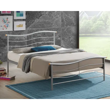 Buy Elegant Waverley Metal Bed with Waved Headboard, Colour: Silver, Size: 3ft/Single, Item Width: 102, 3 from Furnituretta