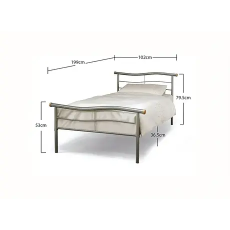 Buy Elegant Waverley Metal Bed with Waved Headboard, Colour: Silver, Size: 3ft/Single, Item Width: 102, 2 from Furnituretta
