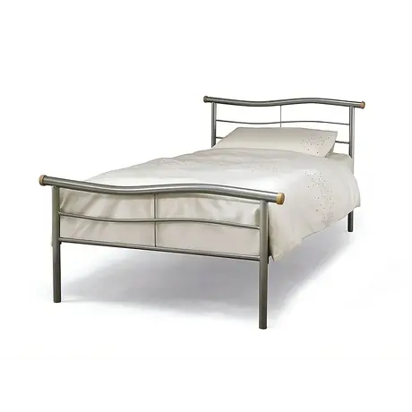 Buy Elegant Waverley Metal Bed with Waved Headboard, Colour: Silver, Size: 4ft 6/Double, Item Width: 148 from Furnituretta
