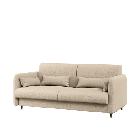 Buy BC-19 Upholstered Sofa For BC-12 Vertical Wall Bed Concept 160cm, Colour: Beige Boucle, Murphy Bed Colour: Grey Matt from Furnituretta