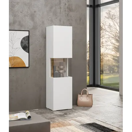 Buy Ava 05 Tall Display Cabinet White Matt, Colour: White Matt, Item Width: 36, 8 from Furnituretta