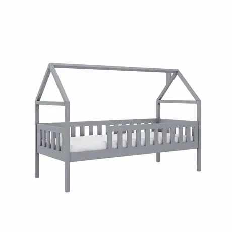 Buy Wooden Single Bed Domi, Colour: Grey, Mattresses: Without Mattresses from Furnituretta
