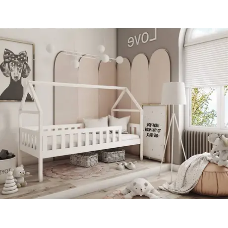 Buy Wooden Single Bed Domi, Colour: White, Mattresses: Foam/Bonnell Mattresses from Furnituretta