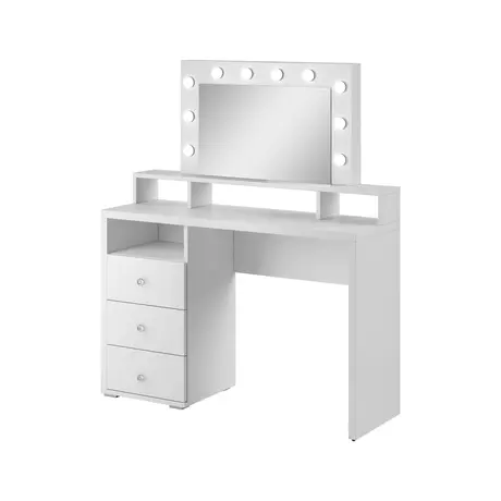 Buy Diva 49 Dressing Table with 3 Drawers and Mirror White from Furnituretta