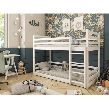 Buy Wooden Bunk Bed Mini, Colour: White, Mattress Option: Foam Mattresses from Furnituretta