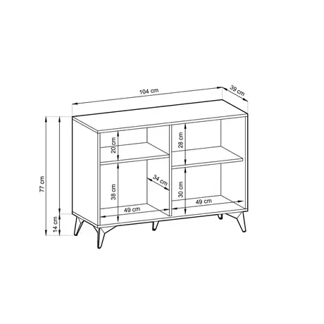 Buy Diamond Sideboard Cabinet 104cm, 5 from Furnituretta