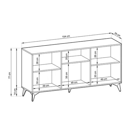 Buy Diamond Large Sideboard Cabinet 154cm, 6 from Furnituretta
