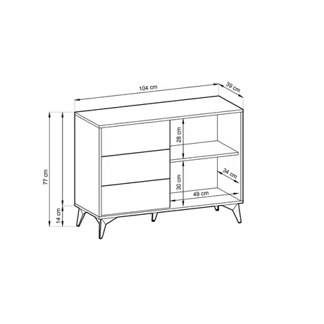 Buy Diamond Sideboard Cabinet 104cm [Drawers], 5 from Furnituretta