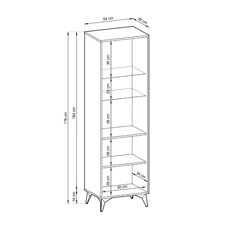 Buy Diamond Tall Display Cabinet 54cm, 6 from Furnituretta