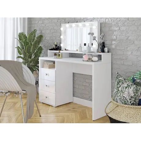 Buy Diva 49 Dressing Table with 3 Drawers and Mirror White, 5 from Furnituretta