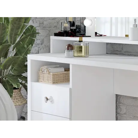 Buy Diva 49 Dressing Table with 3 Drawers and Mirror White, 6 from Furnituretta
