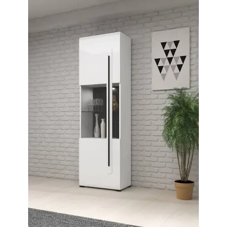 Buy Tulsa 05 Tall Display Cabinet, Colour: White Gloss, Item Width: 60, 3 from Furnituretta