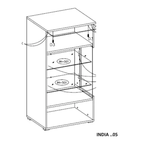 Buy India 05 Tall Display Cabinet, Colour: Schiefer, Item Width: 45, 5 from Furnituretta