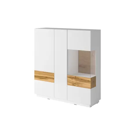 Buy Silke 46 Large Display Cabinet [Right], Colour: White Gloss / Wotan Oak, Item Width: 130 from Furnituretta