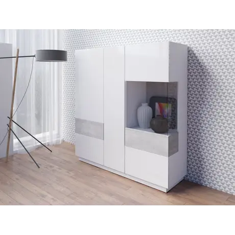 Buy Silke 46 Large Display Cabinet [Right], Colour: Matera / Wotan Oak, Item Width: 130, 5 from Furnituretta