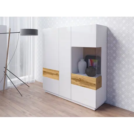 Buy Silke 46 Large Display Cabinet [Right], Colour: Matera / Wotan Oak, Item Width: 130, 4 from Furnituretta