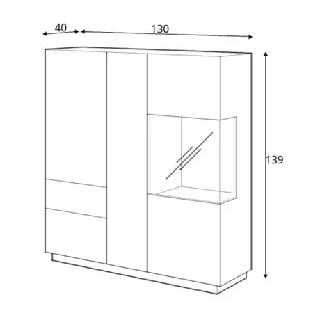 Buy Silke 46 Large Display Cabinet [Right], Colour: Matera / Wotan Oak, Item Width: 130, 8 from Furnituretta