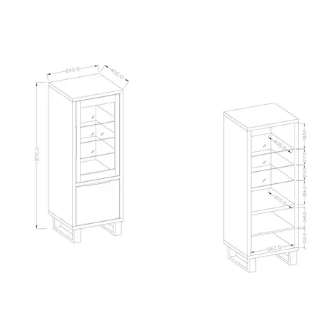 Buy Halle 05 Tall Display Cabinet, 3 from Furnituretta