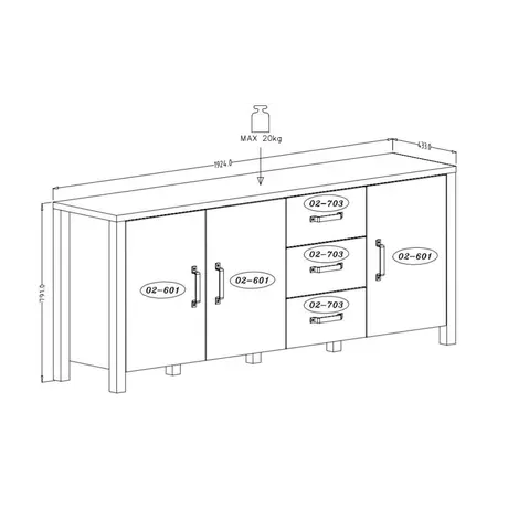 Buy Olin 47 Sideboard Cabinet, 5 from Furnituretta