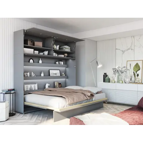 Buy BC-09 Over Bed Unit for Horizontal Wall Bed Concept 140cm, Colour: Grey Matt, Item Width: 211, 9 from Furnituretta