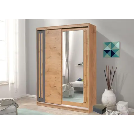 Buy Effect 2 Sliding Door Wardrobe 175cm, Colour: Oak Lancelot, Item Width: 175 from Furnituretta