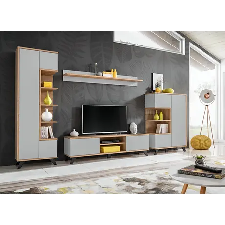 Buy Bogota Sideboard Cabinet Grey and Riviera Oak, 3 from Furnituretta