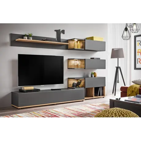 Buy Silk Entertainment TV Unit in Anthracite, 3 from Furnituretta